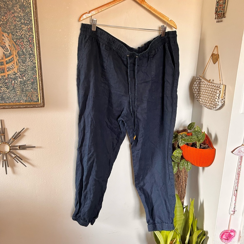 Ellen Tracy XXL navy blue linen pants
